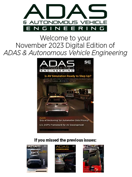 adas autonomous vehicle engineering november 2023